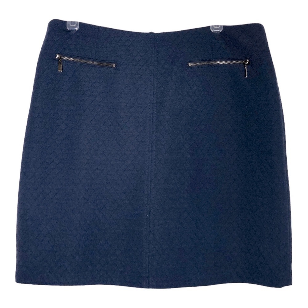 NEW - LAUNDRY By SHELLI SEGAL Quilted Textured Navy Blue Skirt w Pockets Size 10
